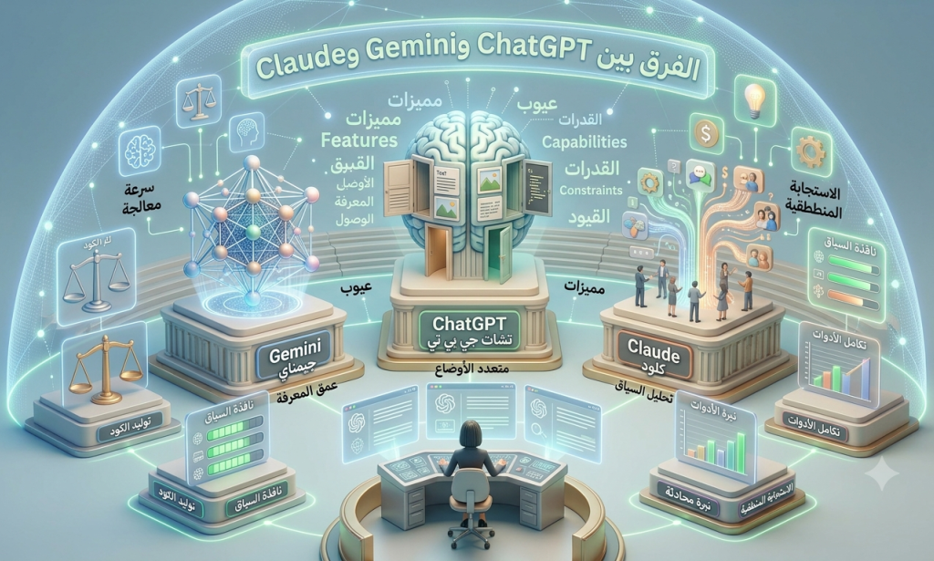 الفرق بين ChatGPT وGemini وClaude: دليل شامل للمقارنة في 2026