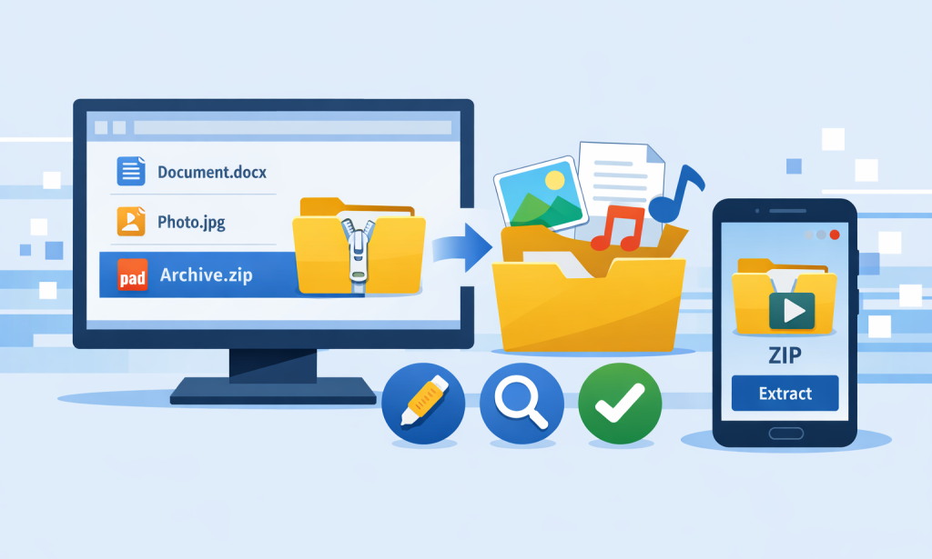 كيفية فتح ملفات ZIP: دليل شامل لجميع الأجهزة