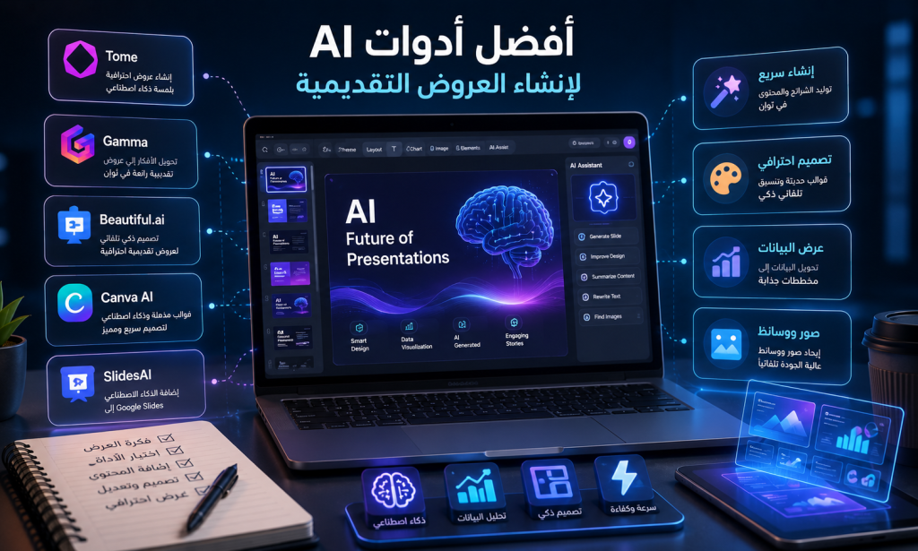 أفضل أدوات الذكاء الاصطناعي لإنشاء العروض التقديمية في 2026: دليل شامل